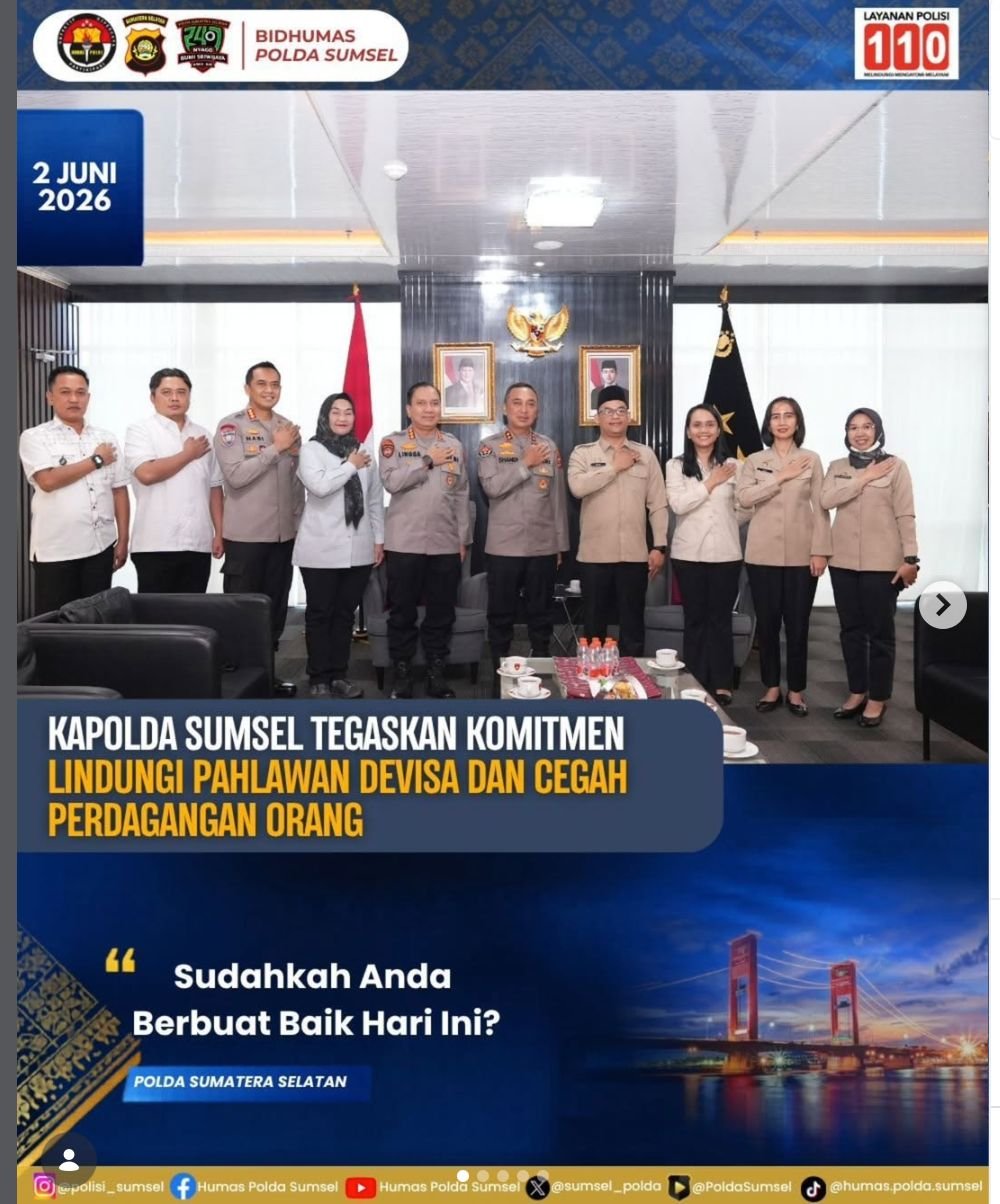 Kapolda Sumsel dan BP3MI Perkuat Sinergi Lindungi Pekerja Migran Indonesia dari TPPO